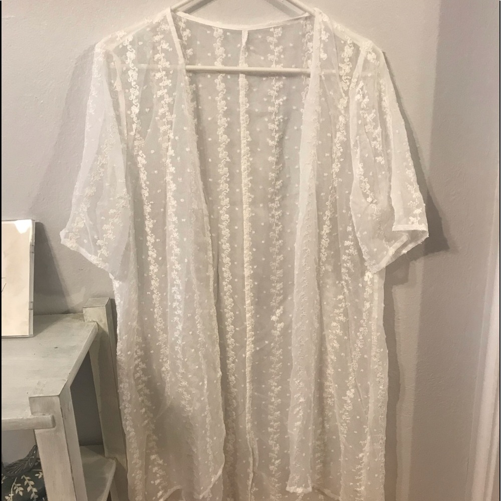 White Lace Flowy Cardigan